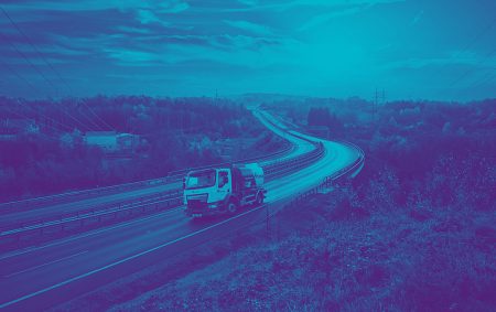 Blue Truck Driving Motorway Image