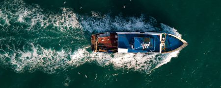 Sea Boat Drone View