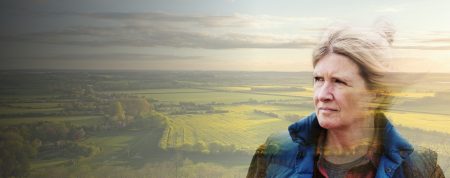 Woman Looking into Fields Banner